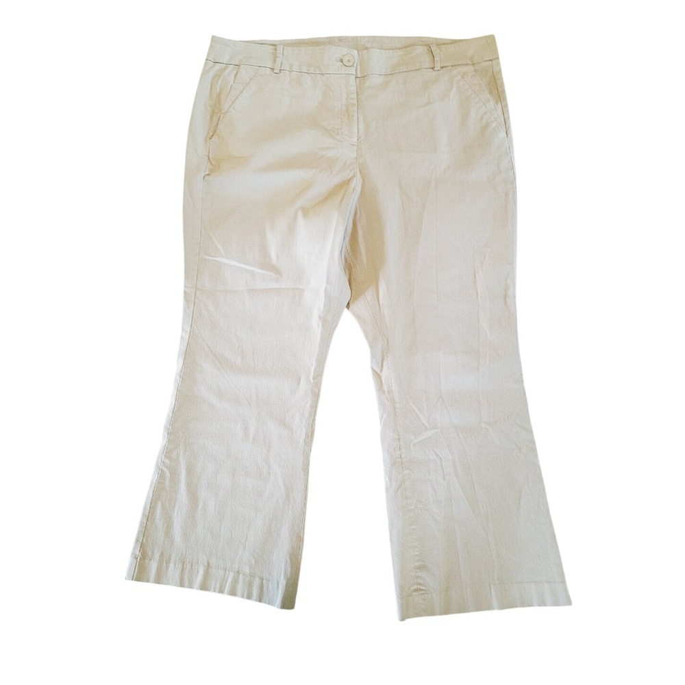 Lane Bryant Tan Khaki Wide Leg Trousers Pants 24 Short Beige Rayon Blend Stretch - Picture 5 of 12